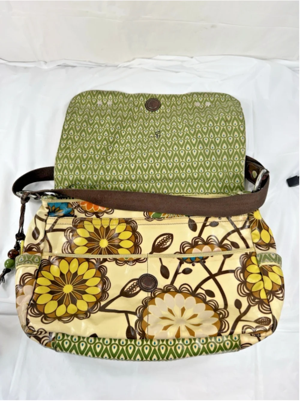 Vtg Fossil Key Per Messenger Bag laptop Coated Canvas Y2K 90s